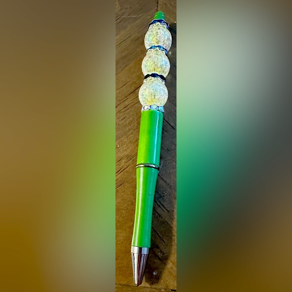 Green and Silver Decorative Pen